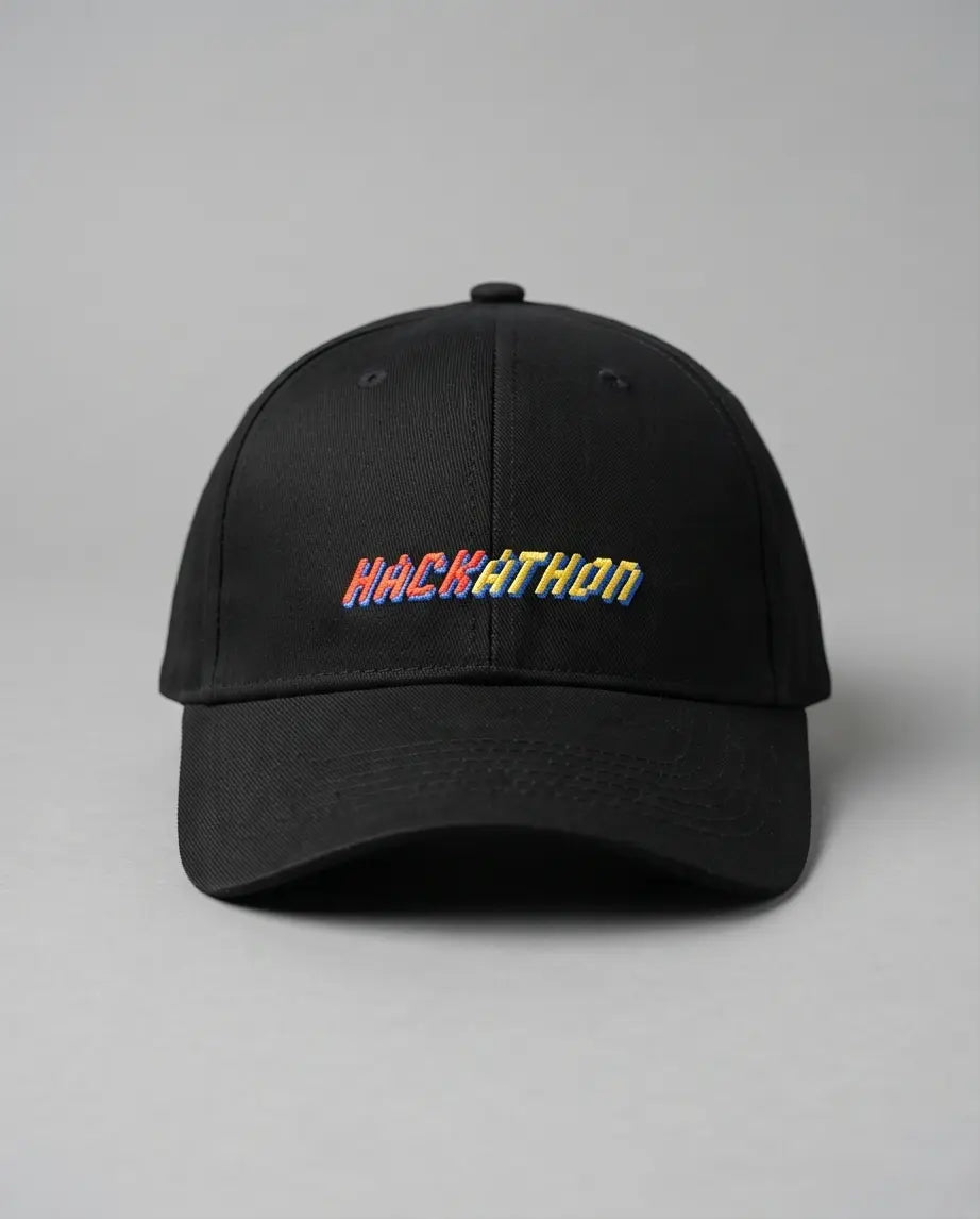 Limited Edition "HACKATHON" Embroidered Tech Cap – Jet Black