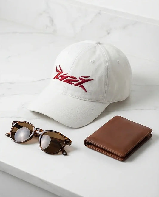 The Crimson Cyber-Spike White Cap