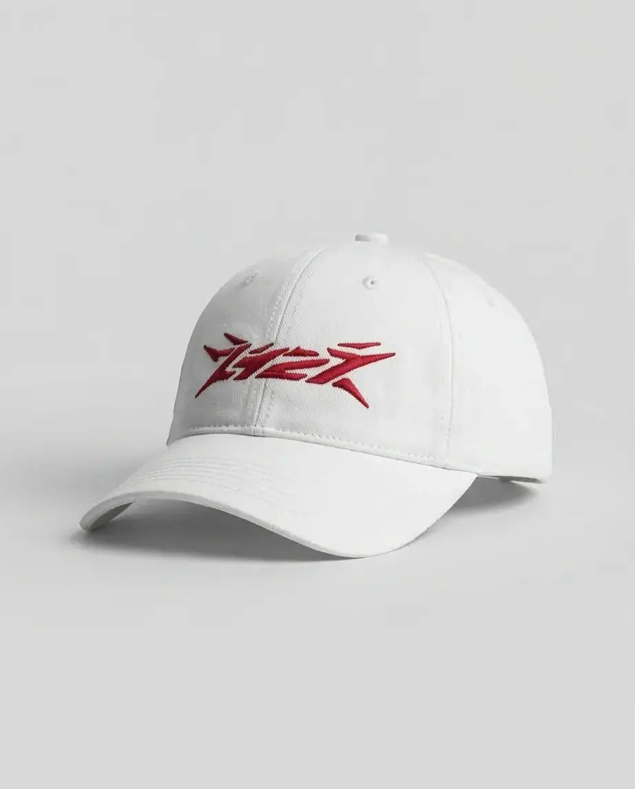 The Crimson Cyber-Spike White Cap