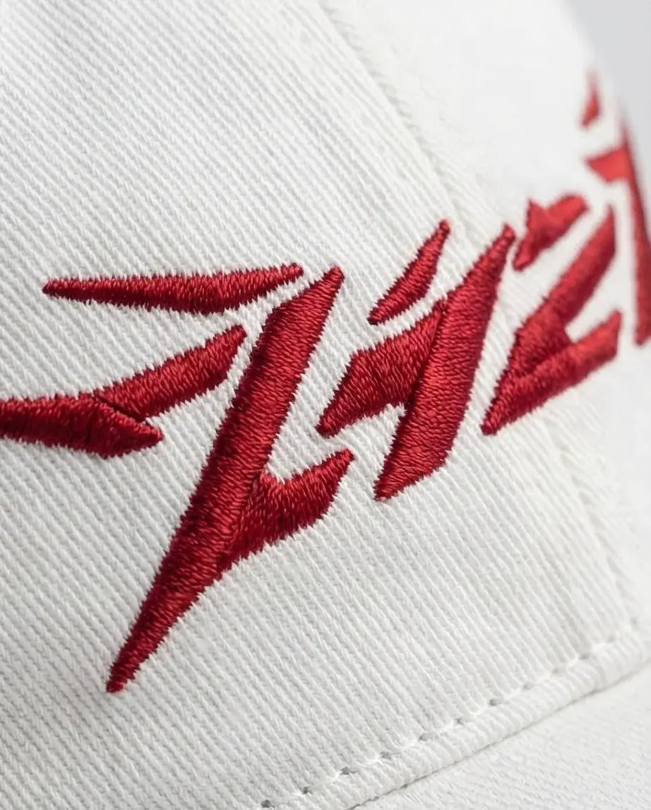 The Crimson Cyber-Spike White Cap