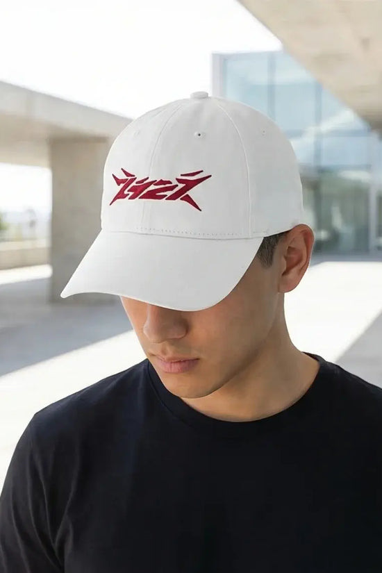 The Crimson Cyber-Spike White Cap
