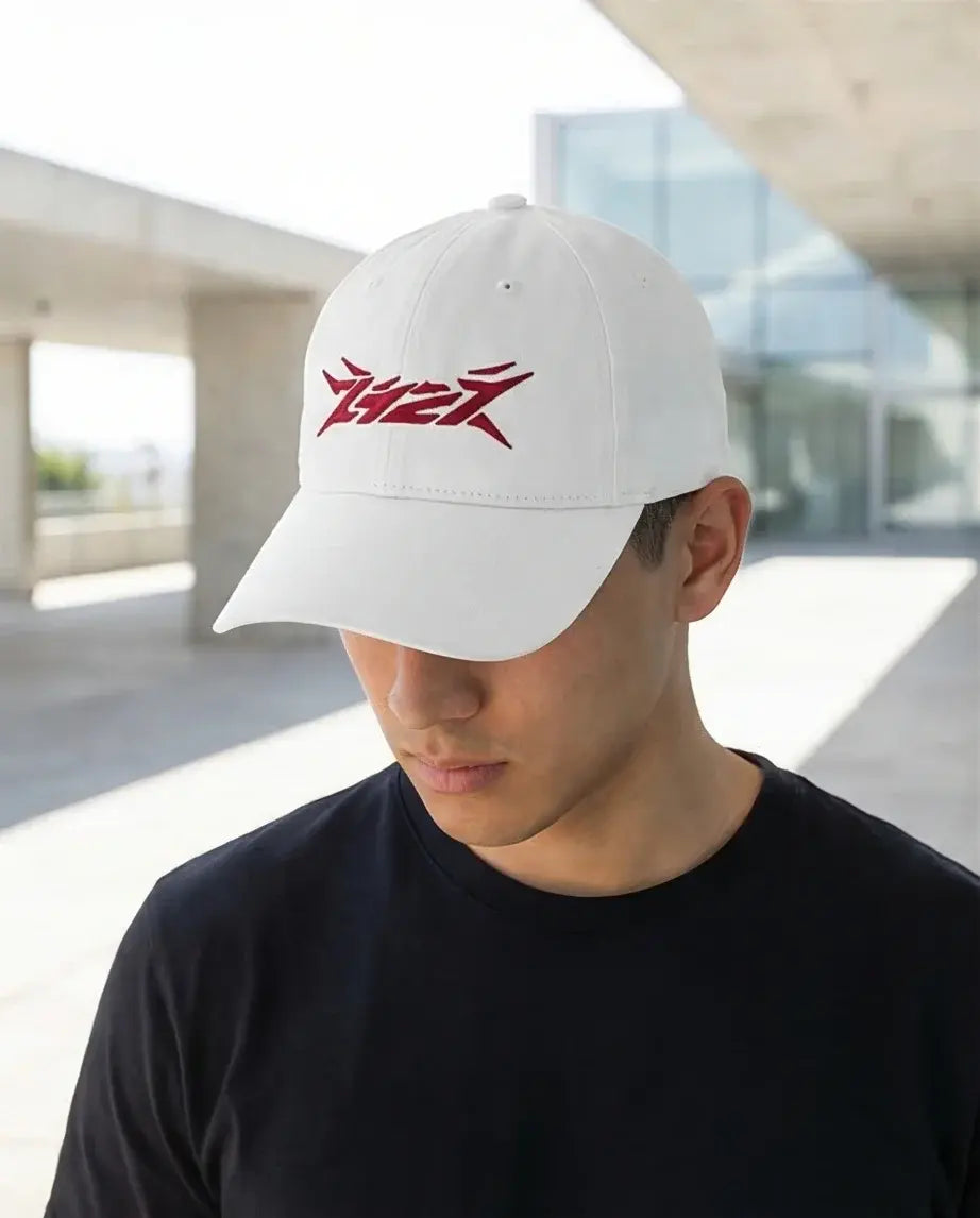 The Crimson Cyber-Spike White Cap