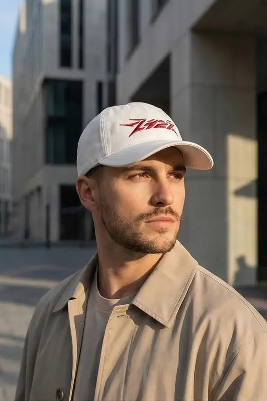 The Crimson Cyber-Spike White Cap