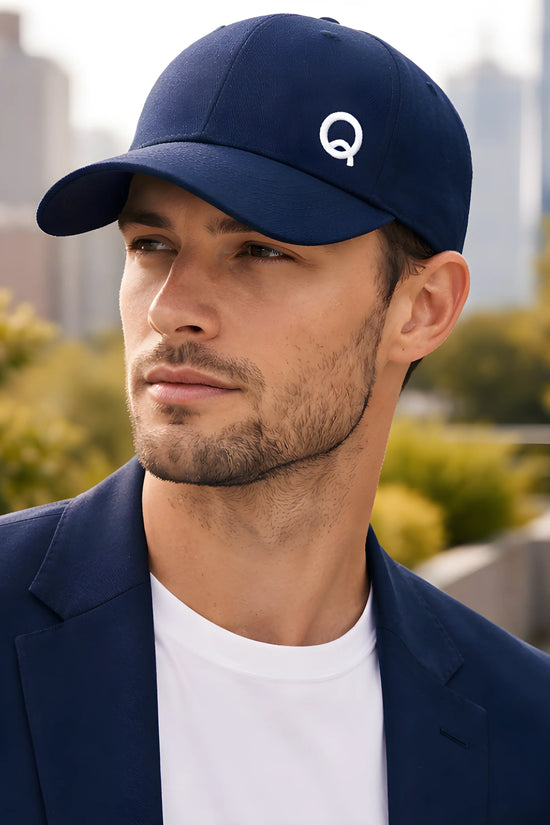 Navy Blue Cap with Minimalist “Q” Logo