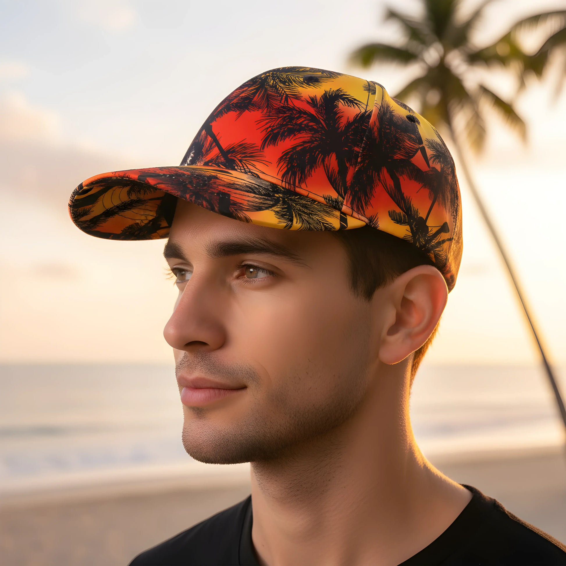 Sunset Paradise Palm Cap