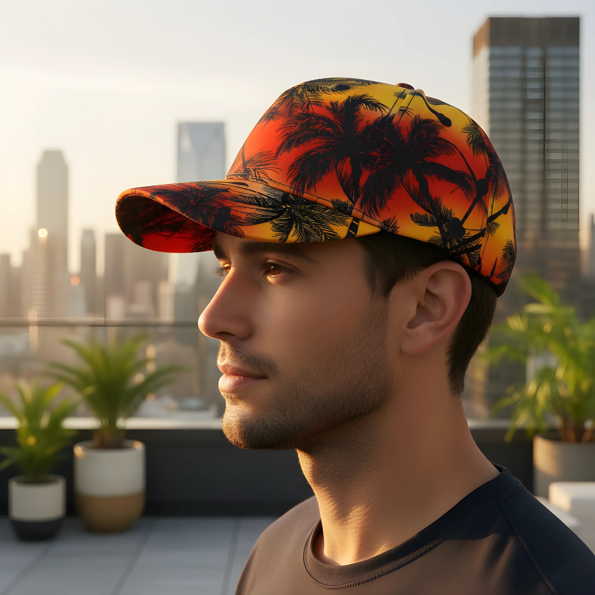 Sunset Paradise Palm Cap