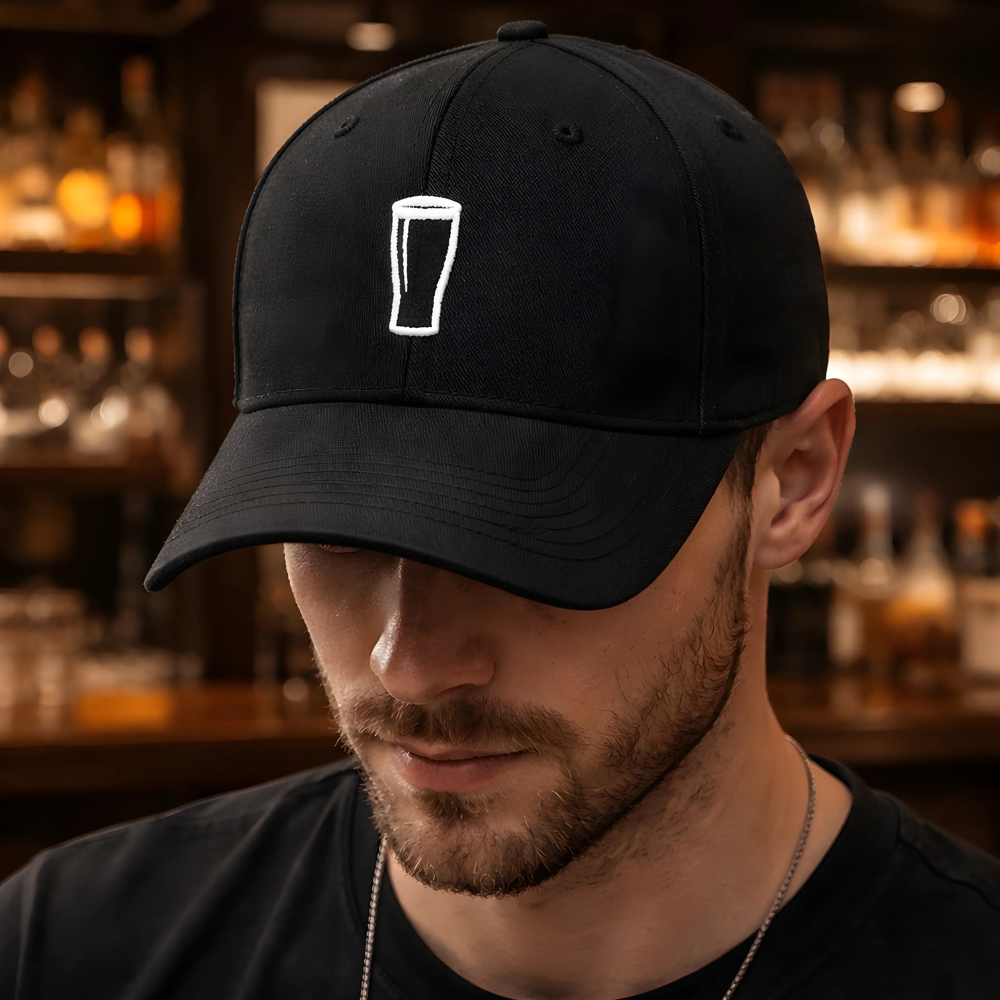 Black Pint Glass Baseball Cap