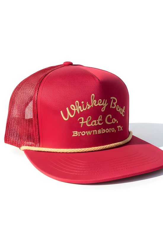 “Whiskey Bent Trucker Cap – Maroon Edition”