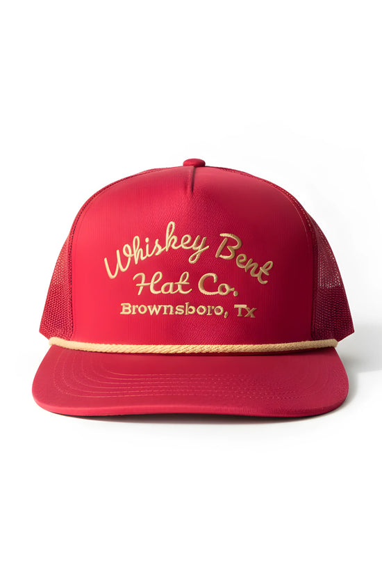 “Whiskey Bent Trucker Cap – Maroon Edition”