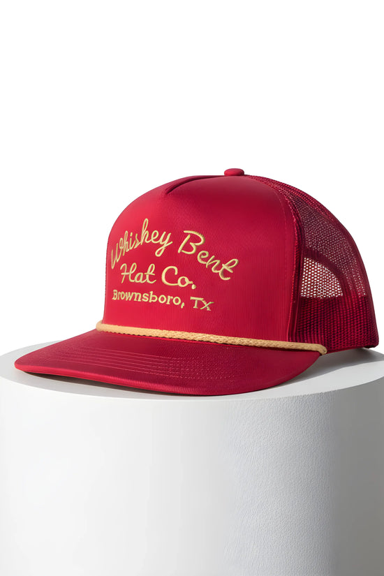 “Whiskey Bent Trucker Cap – Maroon Edition”