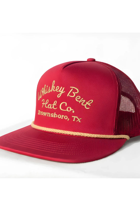 “Whiskey Bent Trucker Cap – Maroon Edition”