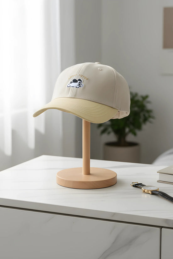 “Lucky Puppy Two-Tone Cap – Cream & Pastel Yellow”