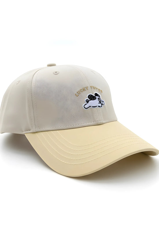 “Lucky Puppy Two-Tone Cap – Cream & Pastel Yellow”