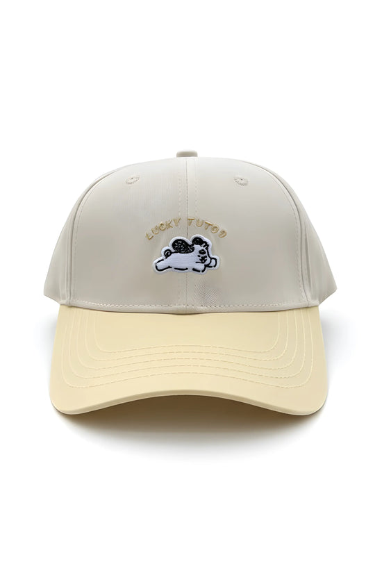 “Lucky Puppy Two-Tone Cap – Cream & Pastel Yellow”