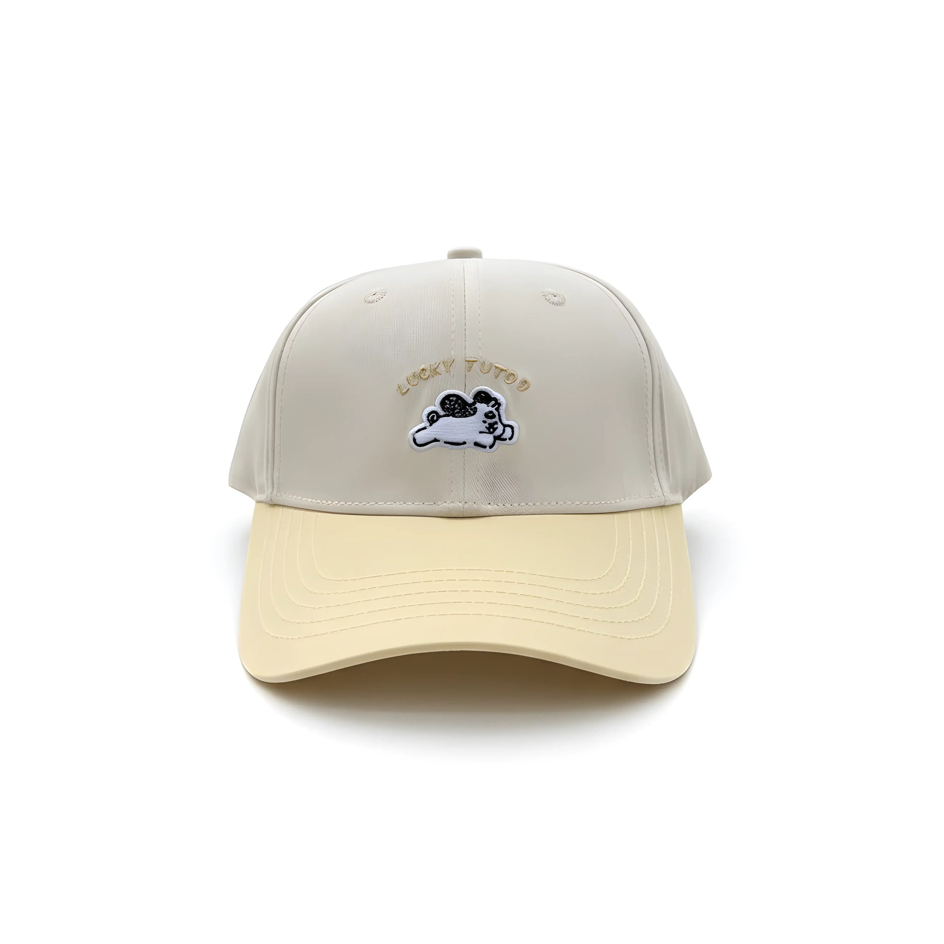 “Lucky Puppy Two-Tone Cap – Cream & Pastel Yellow”