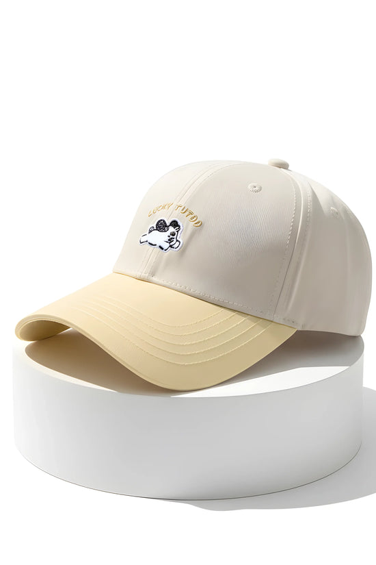 “Lucky Puppy Two-Tone Cap – Cream & Pastel Yellow”