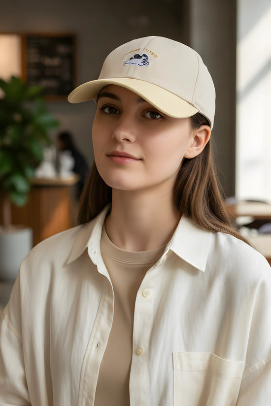 “Lucky Puppy Two-Tone Cap – Cream & Pastel Yellow”