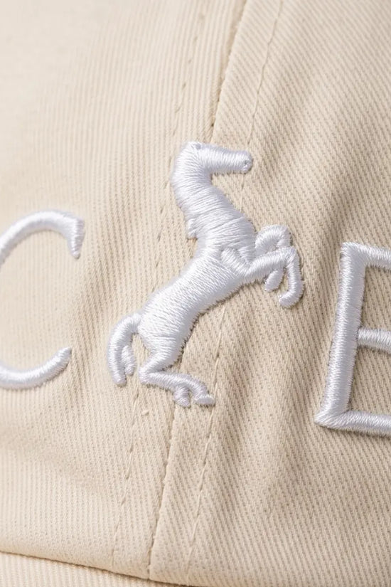 Equestrian Monogram Horse Embroidered Cap – Cream & Royal Blue