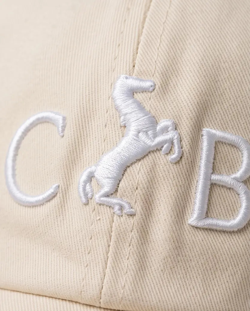 Equestrian Monogram Horse Embroidered Cap – Cream & Royal Blue