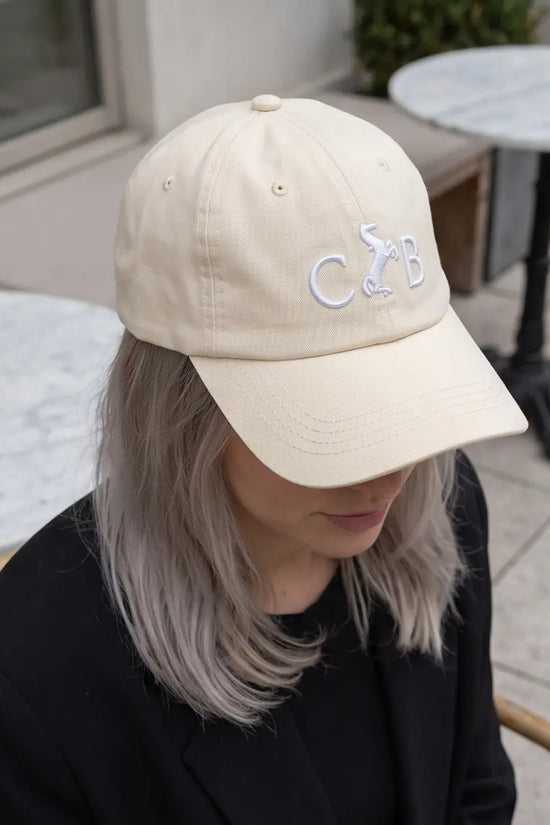 Equestrian Monogram Horse Embroidered Cap – Cream & Royal Blue