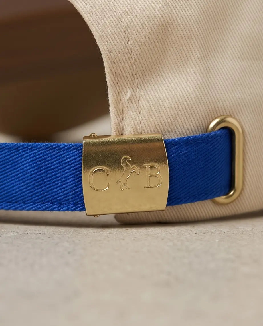 Equestrian Monogram Horse Embroidered Cap – Cream & Royal Blue