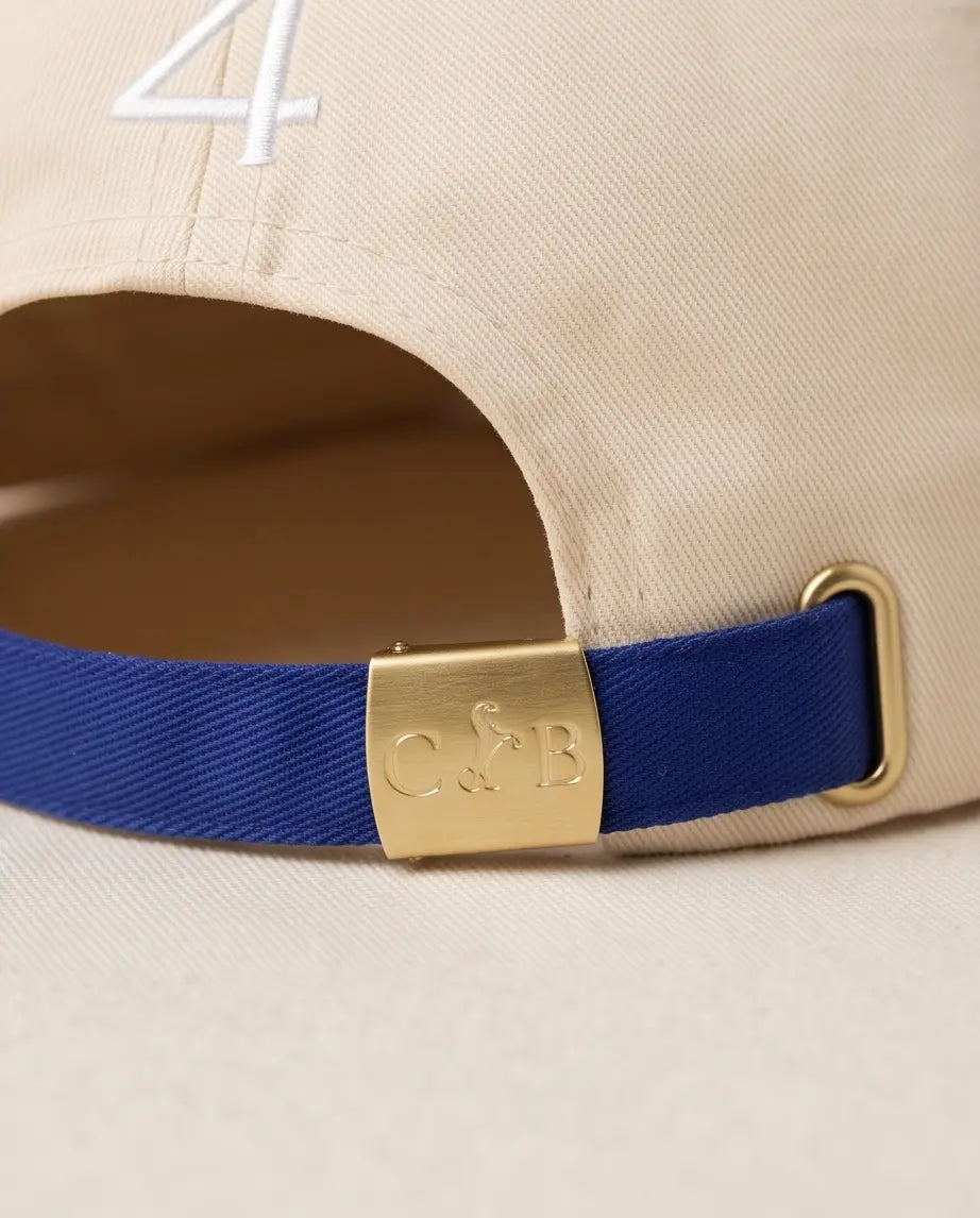 Equestrian Monogram Horse Embroidered Cap – Cream & Royal Blue