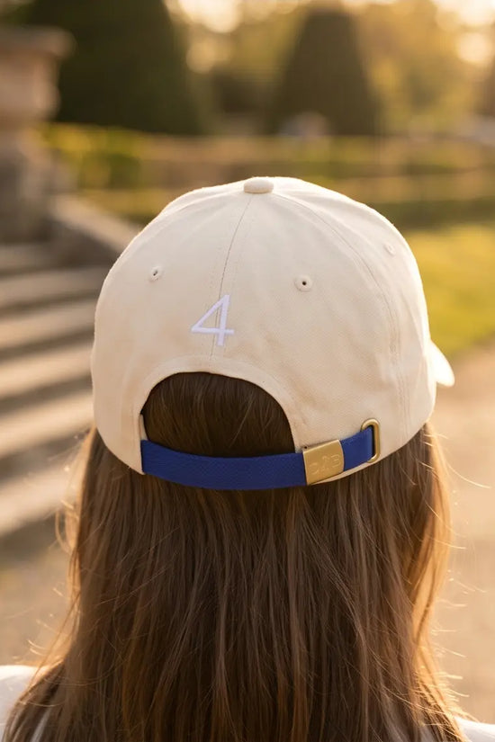 Equestrian Monogram Horse Embroidered Cap – Cream & Royal Blue