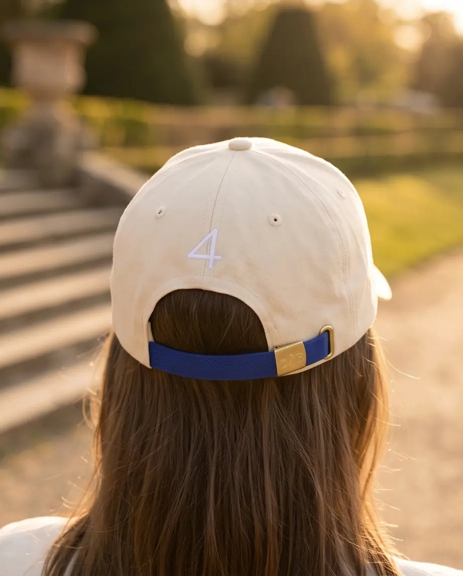 Equestrian Monogram Horse Embroidered Cap – Cream & Royal Blue