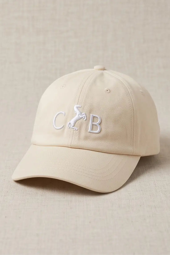 Equestrian Monogram Horse Embroidered Cap – Cream & Royal Blue