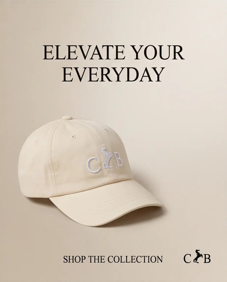 Equestrian Monogram Horse Embroidered Cap – Cream & Royal Blue