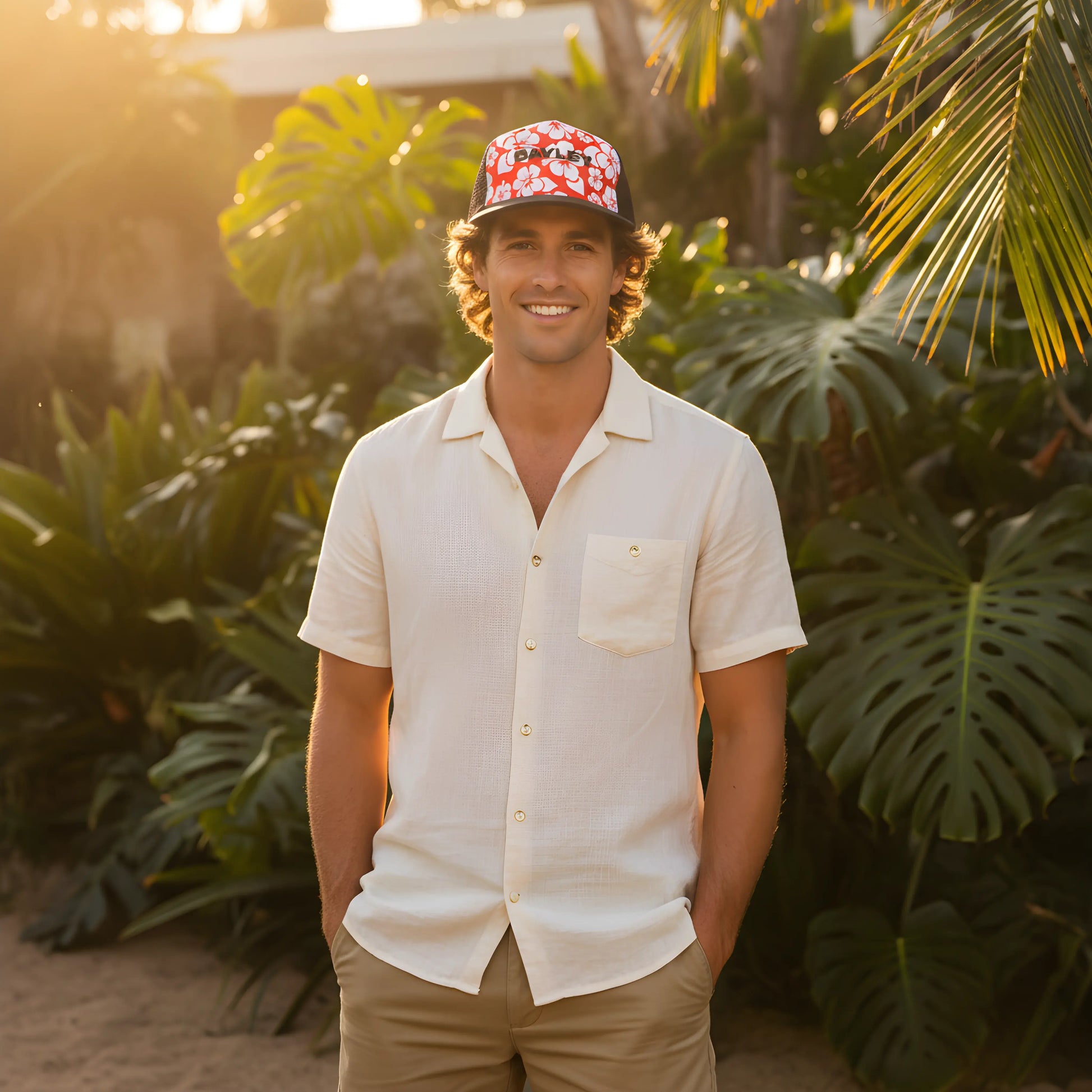 Bayley Hawaiian Floral Trucker Cap