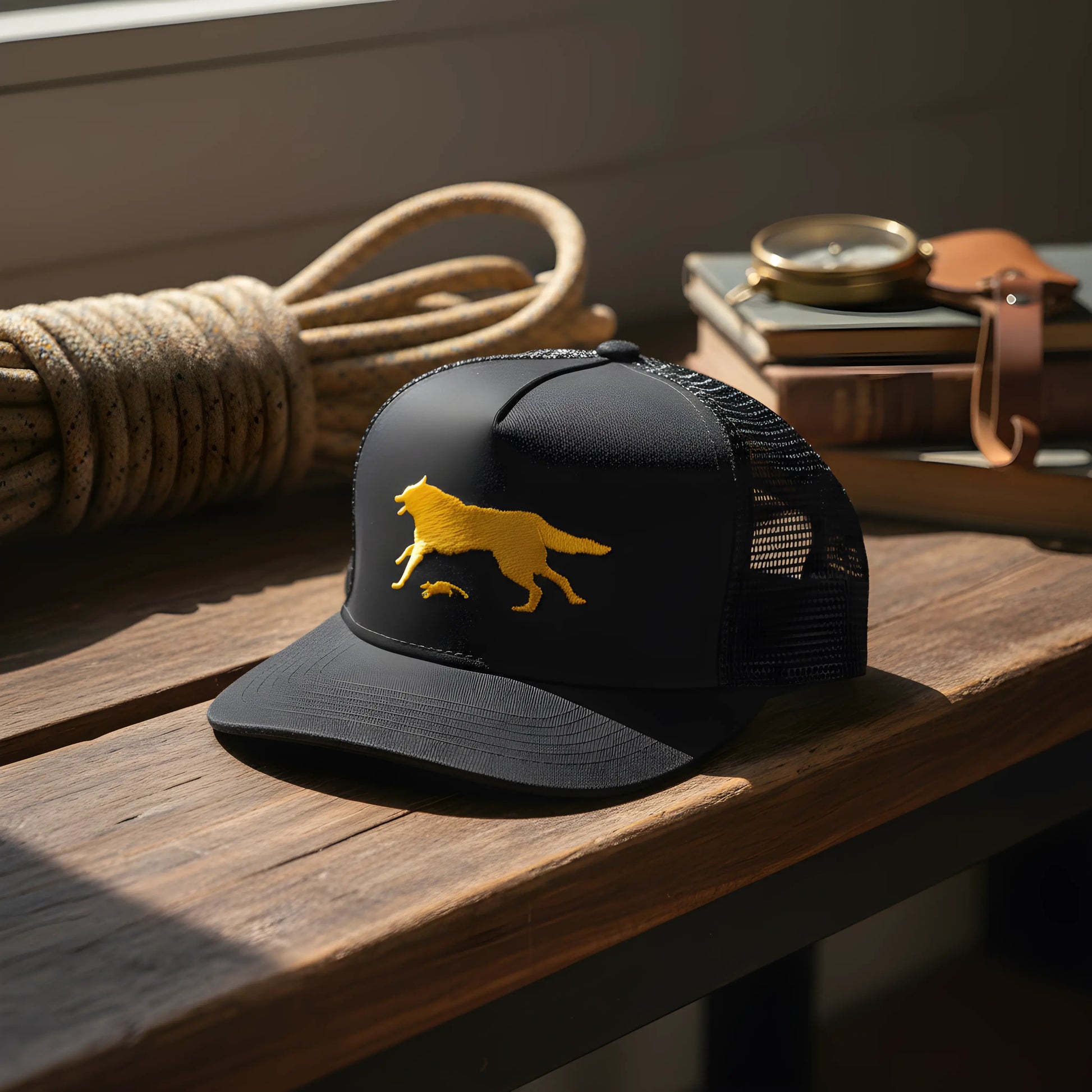 Yellow Wolf Black Cap
