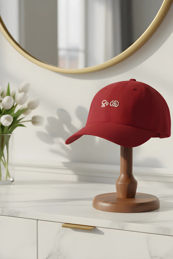 Red Baseball Cap with White Embroidery