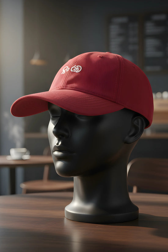 Red Baseball Cap with White Embroidery