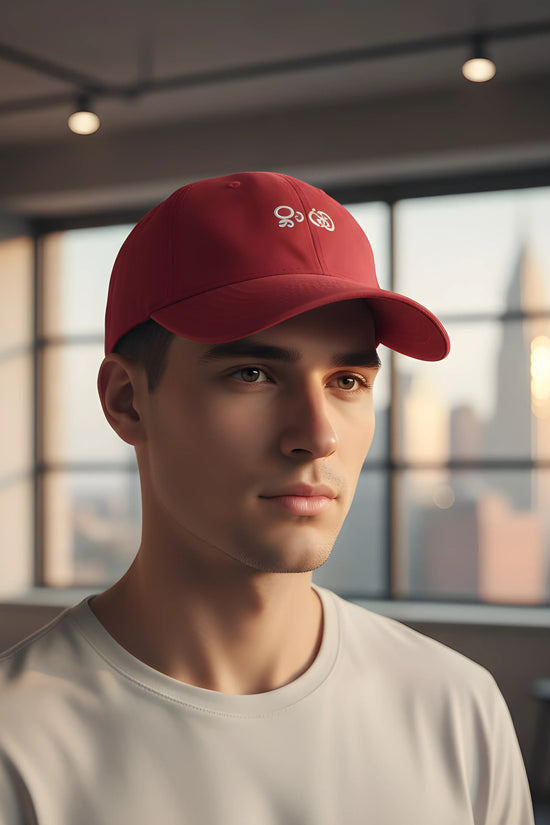 Red Baseball Cap with White Embroidery