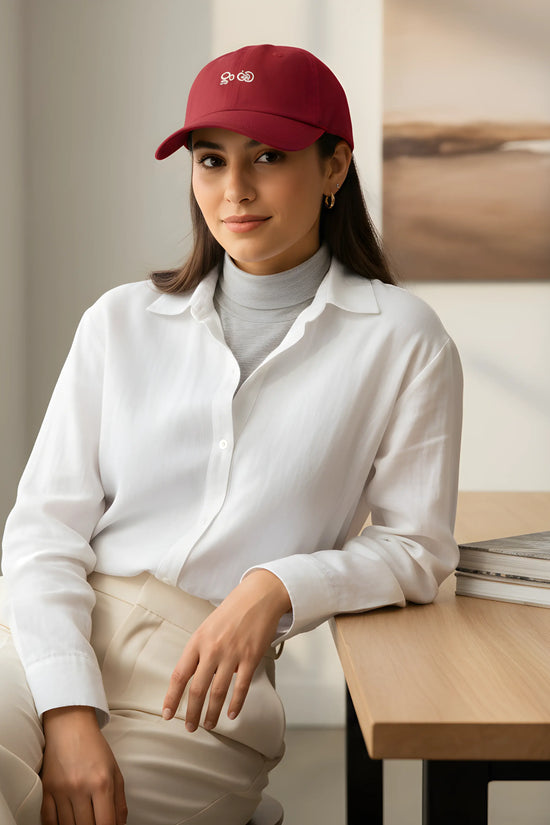 Red Baseball Cap with White Embroidery