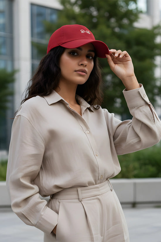 Red Baseball Cap with White Embroidery