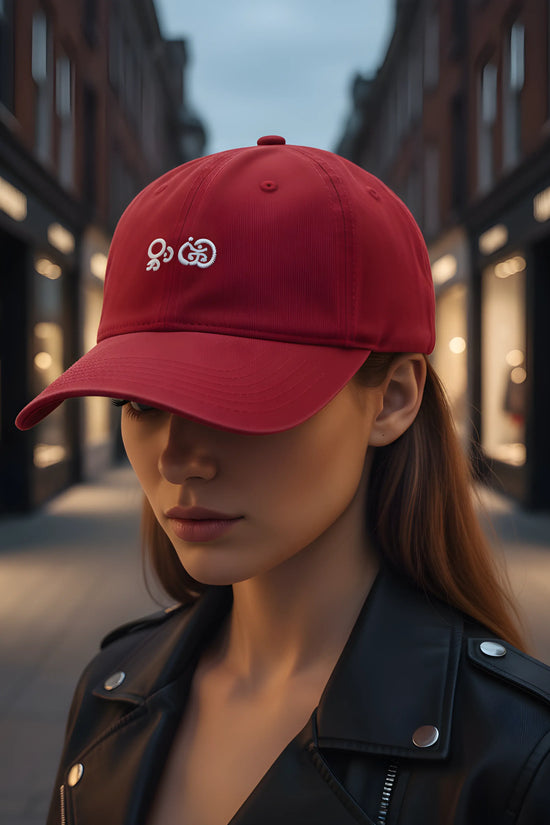 Red Baseball Cap with White Embroidery