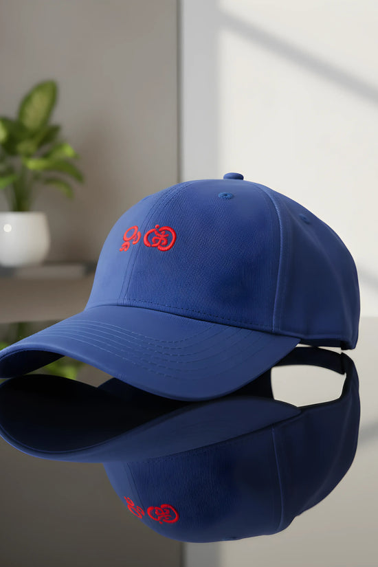Blue Baseball Cap with Red Embroidery