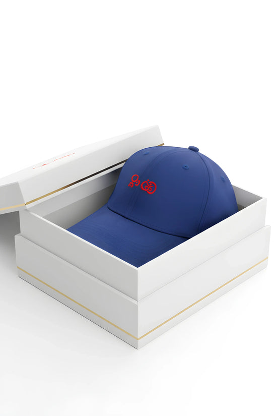 Blue Baseball Cap with Red Embroidery