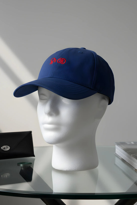 Blue Baseball Cap with Red Embroidery