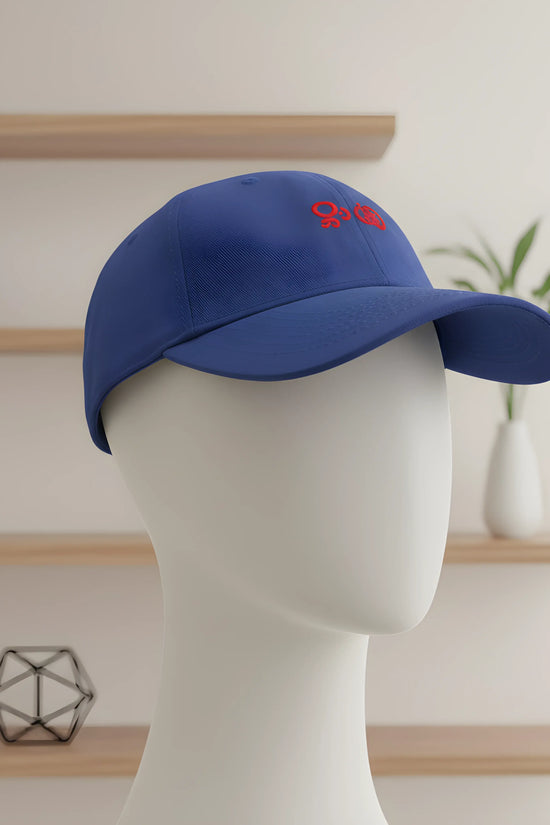 Blue Baseball Cap with Red Embroidery