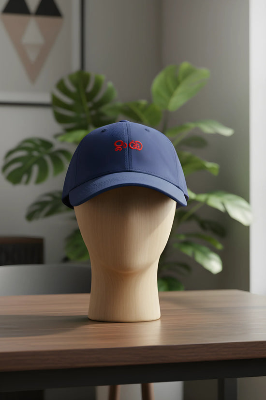 Blue Baseball Cap with Red Embroidery