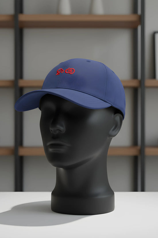 Blue Baseball Cap with Red Embroidery