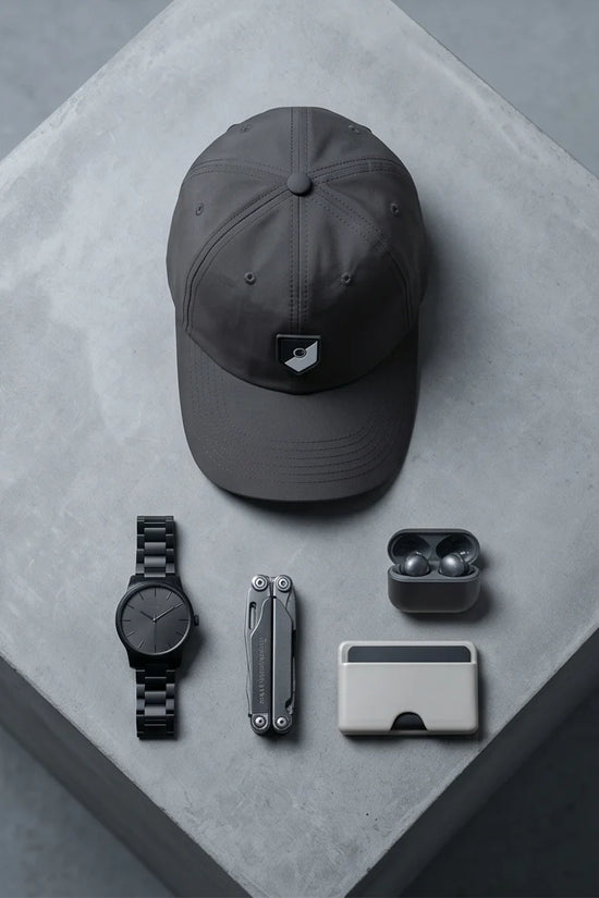 Gray Geometric Shield Cap