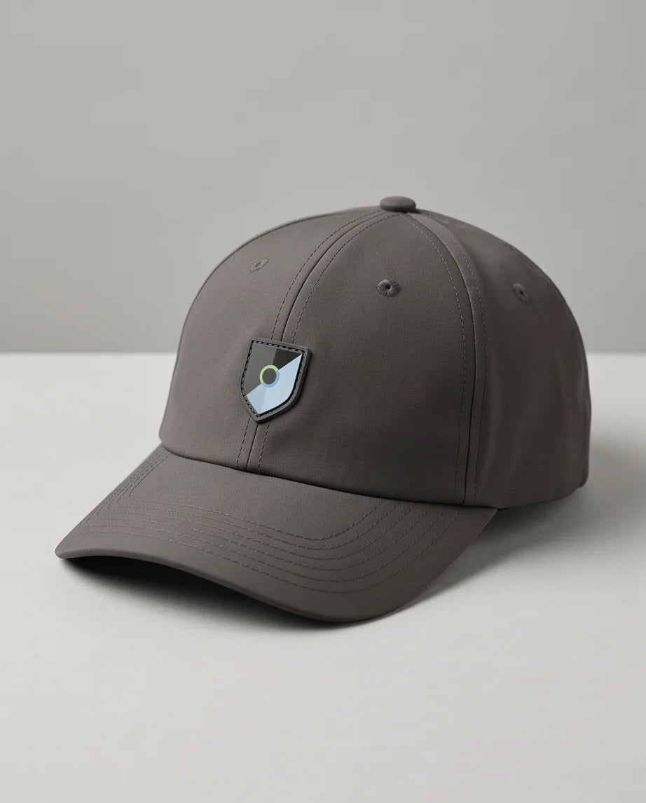 Gray Geometric Shield Cap