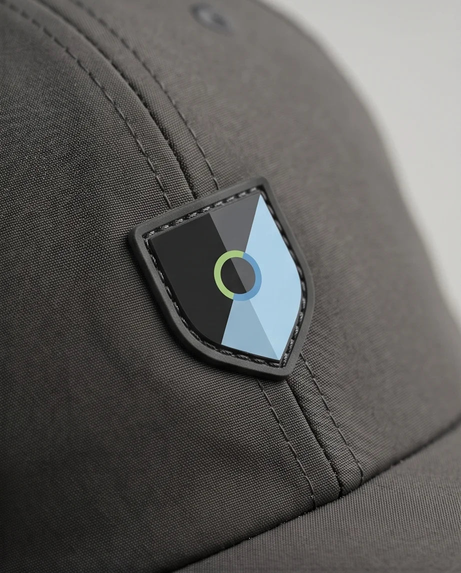 Gray Geometric Shield Cap