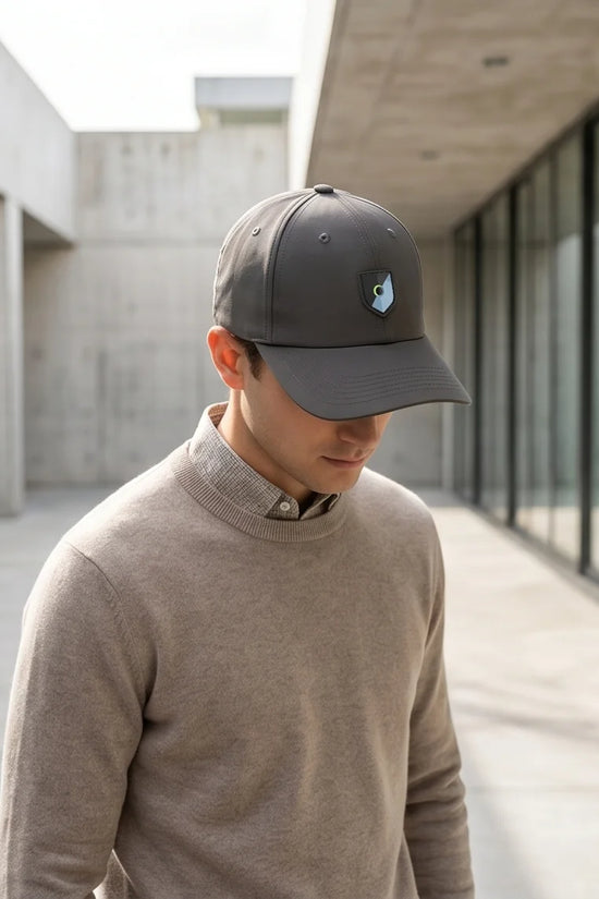 Gray Geometric Shield Cap