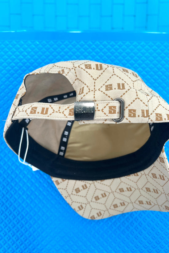 Beige Patterned Baseball Cap with “S.U” Logo