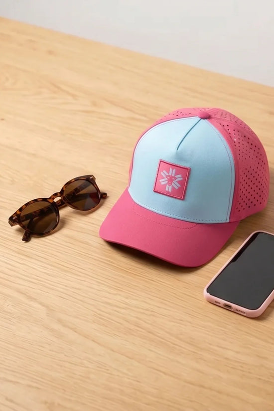 Light Blue and Pink Monkey Patch Performance Cap